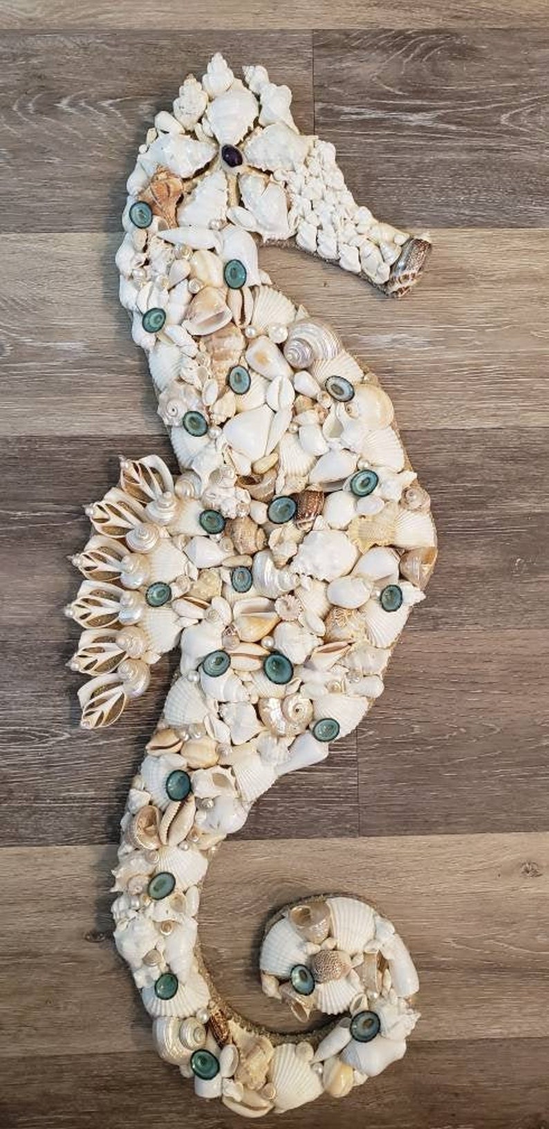 Seashell Seahorse Seahorse Shell Art Beach Decor Etsy