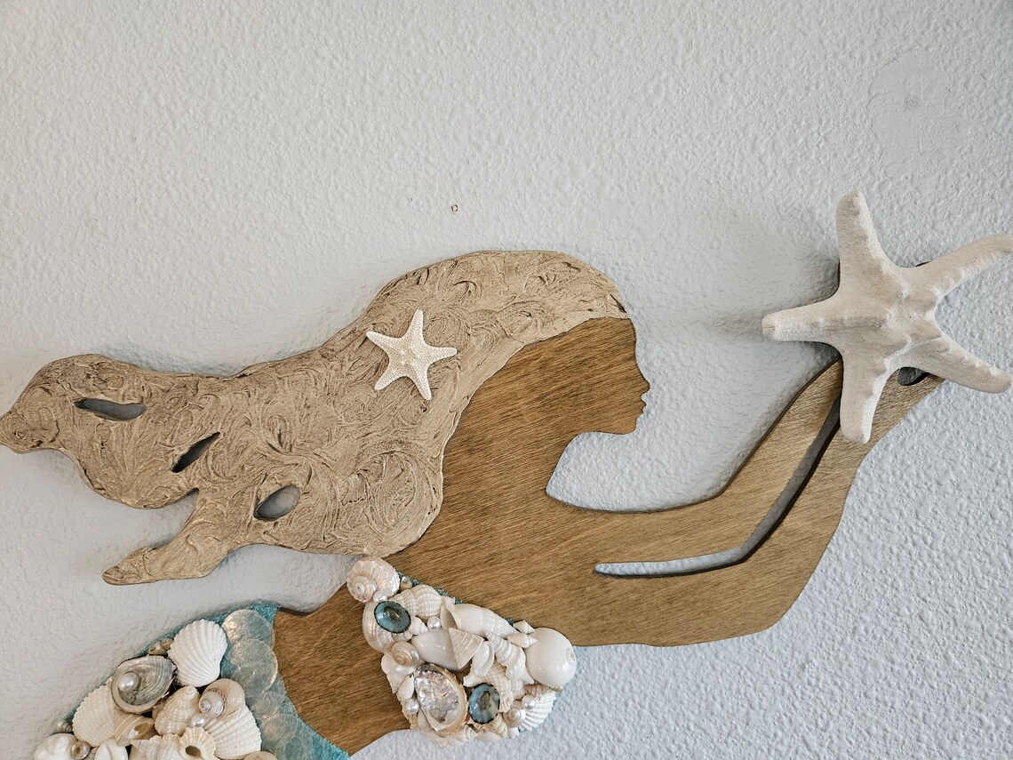 Seashell Mermaid - Beach Decor - Nautical Decor - Coastal Decor - Etsy