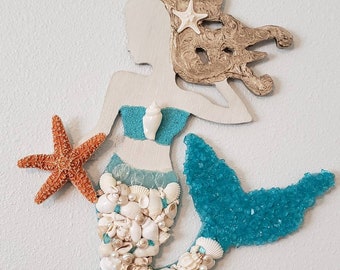 Seashell Mermaid - Beach Decor - Nautical Decor - Coastal Decor - Etsy