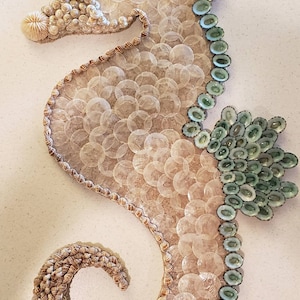 Seashell Seahorse - Seahorse Shell Art - Beach Decor - Seashell Seahorse Wall Hanging - Coastal Decor - Nautical Decor