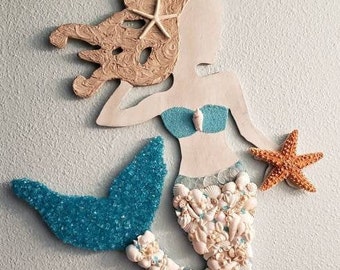Seashell Mermaid - Beach Decor - Nautical Decor - Coastal Decor - Etsy