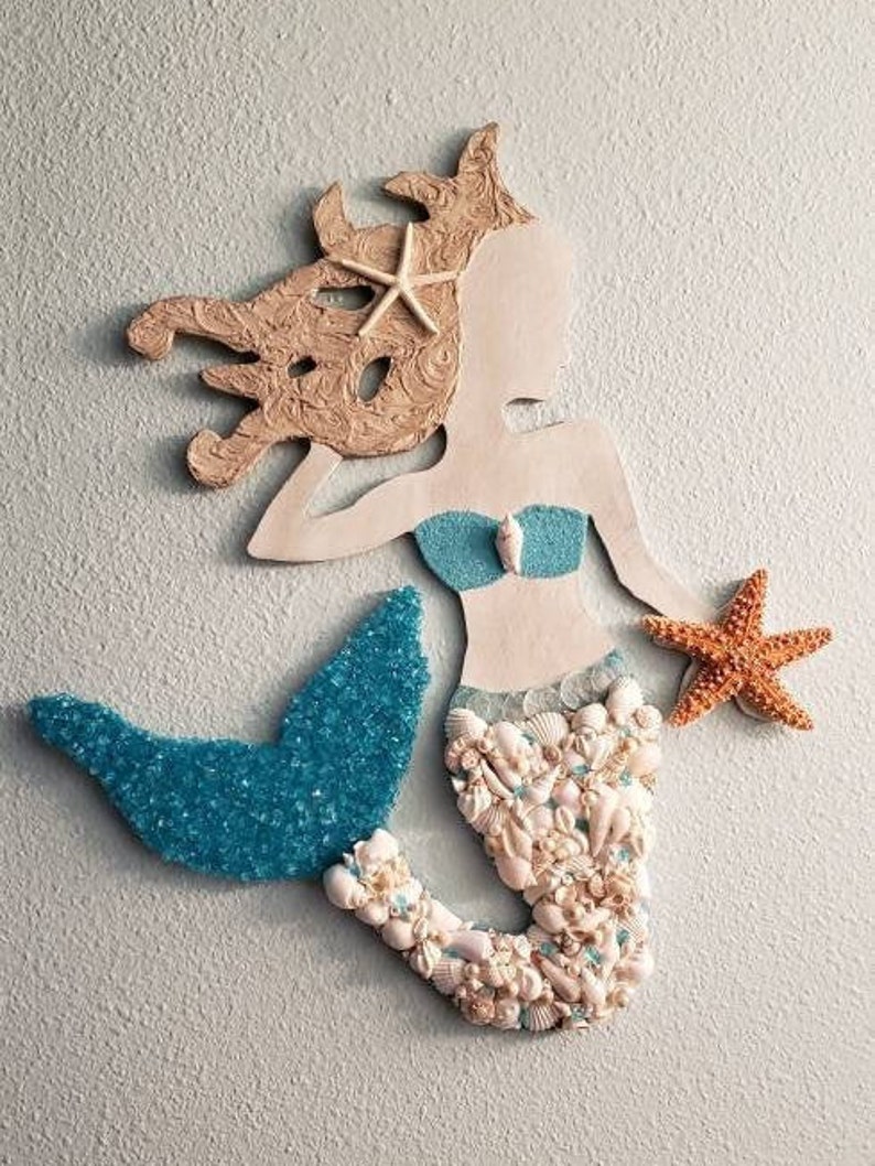 Seashell Mermaid - Beach Decor - Nautical Decor - Coastal Decor - Etsy