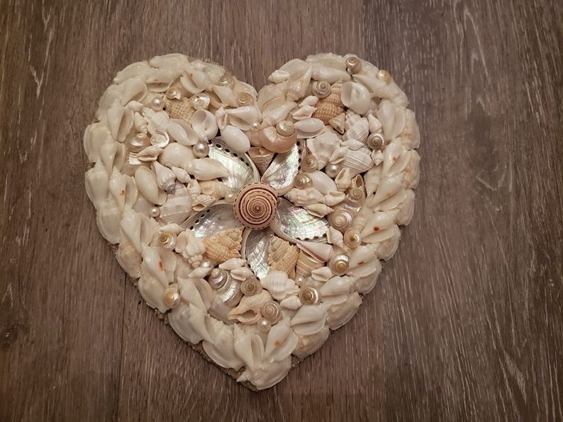 Seashell Heart  Beach Decor  Nautical Decor  Wedding Decor image 0