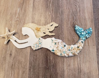 Seashell Mermaid - Beach Decor - Nautical Decor - Coastal Decor
