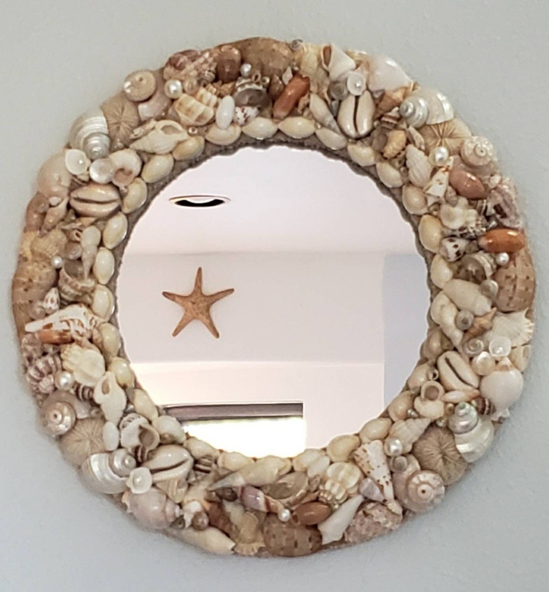 Seashell Mirror Beach Decor Mirror Round Seashell Wall Mirror Coastal
