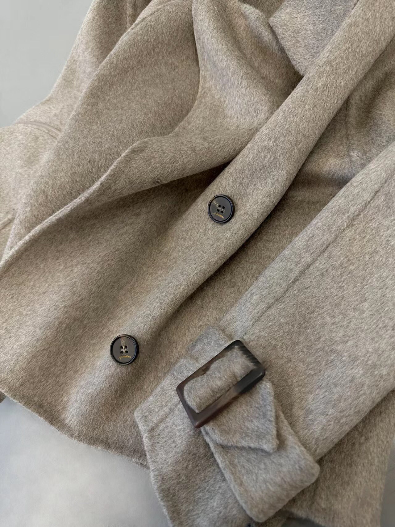 Loose Double-Sided Taupe Short Wool Jacket