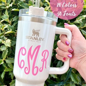 Stanley Mug Monogram Decal DIY | Personalized Decal | Initial Monogram Decals | Personalized Gift Idea | Water Resistant Stickers