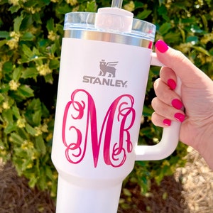 Stanley Mug Monogram Decal DIY | Personalized Decal | Initial Monogram Decals | Personalized Gift Idea | Water Resistant Stickers