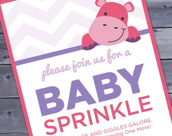 Baby Sprinkle - Hippo Baby Shower Invitation Printable