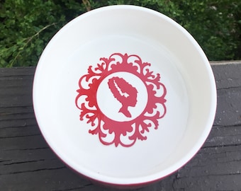 Handmade Red Bride of Frankenstein Ceramic Pet Bowl