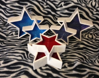Set of 2 Star Wall Decor or Jewelry Box Change Trinket Holders handmade hand made OHIO USA ceramic pottery tattoo