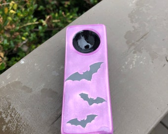 Purple and Black Bats Smoking Pipe ceramic pottery ohio usa handmade hand made tobacco accessory