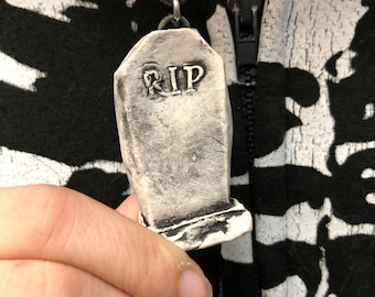 RIP Tombstone Tomb Stone Head Grave Necklace Gravestone Headstone Grave Stone Head Stone ceramic pottery jewelry