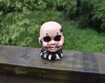 Handmade Baby Clown Porcelain Baby Head Night Light: Creepy Halloween Decor