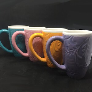 Swirly Textured Coffee Cup Mug handmade hand made OHIO USA ceramics pottery filigree tattoo