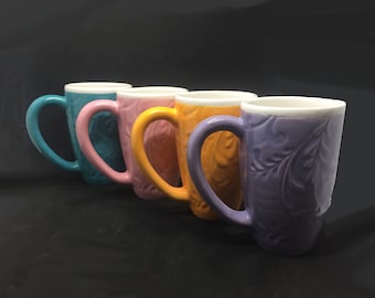 Swirly Textured Coffee Cup Mug handmade hand made OHIO USA ceramics pottery filigree tattoo