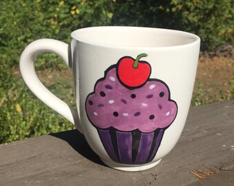 Rosies Daily Special Purple Cupcake Coffee Cup Mug Handmade Hand Made OHIO USA Pottery Ceramics Tattoo