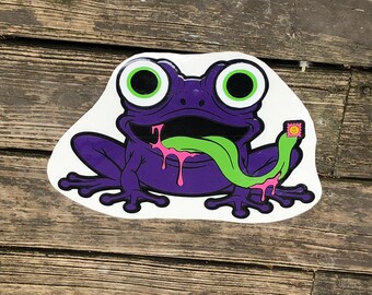 Purple Acid Frog Die Cut Layered Vinyl Sticker Decal (12.5 x 9 inches)