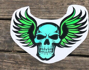 Glow in the Dark Flying Skull Die Cut Vinyl Sticker Decal (12.5 x 9 inches)