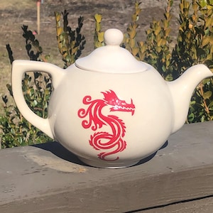 OOAK handgemaakte keramische rode draak theepot theepot aardewerk Japans Aziatisch decor