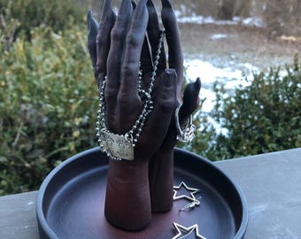 Creepy Witch Hands jewelry tray incense holder goth scary halloween decor handmade hand made