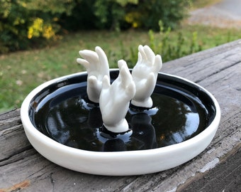 Porcelain Baby Hands Wall Decor or Jewelry Holders Box Change Trinket Tray Dish Plate hand made OHIO USA ceramic pottery tattoo