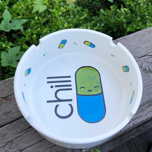 Chill Pill Ashtray handmade hand made OHIO USA ceramic pottery tattoo weird funny