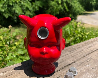 Red Devil Demon Baby Head Pipe Handmade Hand Made One of a Kind OOAK