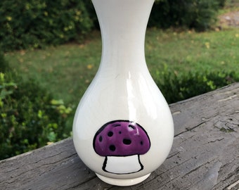 Little Purple Mushroom Bud Vase flower ceramic pottery hand made hand made OHIO USA tattoo