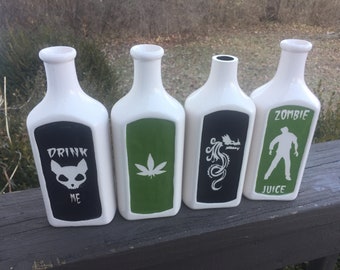 Dragon Drink Me Weed Zombie Juice Poison Potion Bottle handmade hand made OHIO USA tattoo ceramic pottery