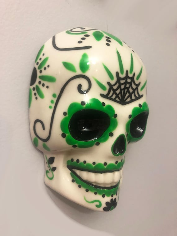 Black & Green Sugar Skull Wall Hanging