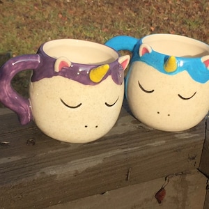 Little Blue Baby Unicorn Coffee Cup Mug Handmade Hand Made OHIO USA Pottery Ceramics Tattoo