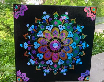8 x 8 Metallic Color Changing Mandela Wall Hanging Art OOAK
