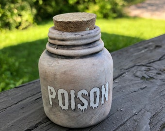Small Distressed Poison Bottle, Handmade Ceramic Potion Jar
