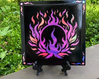 Pink Metallic Color Changing Ring of Fire Circle Mandela Wall Hanging Art OOAK