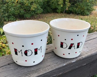 Tattoo Mom or Dad flower pot planter plant ceramic handmade Columbus Ohio mothers fathers day