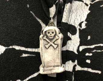 Tombstone tomb stone Skull Crossbones Necklace Gravestone Headstone Grave Stone Head Stone ceramic pottery