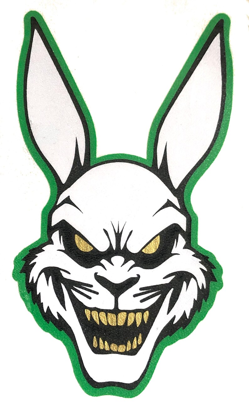 Intimidating Rabbit Big Psycho Rabbit Bunny Head Vinyl Sticker Decal Green, Gold Eyes ...