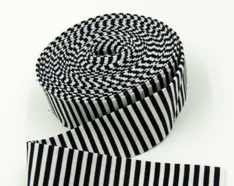 Quilt Binding Black and White 1/8'' Stripe 1 1/4" Single Fold Binding