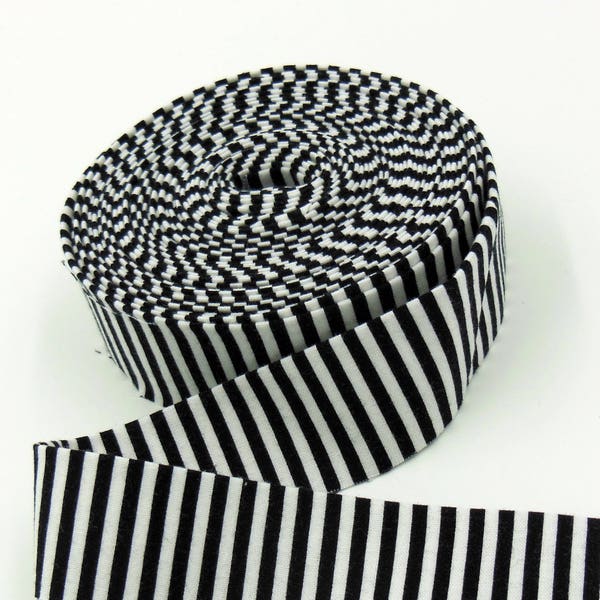 Quilt Binding Black and White 1/8'' Stripe 1 1/4" Single Fold Binding