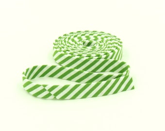 Double Fold Bias Tape Clover Green & White Stripe Bias Binding