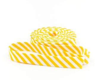 Double Fold Bias Tape Mustard Yellow & White Stripe Bias Binding