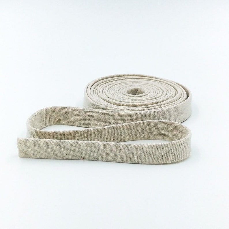 Double Fold Bias Tape 1/2'' Linen Blend Natural Bias Binding image 1