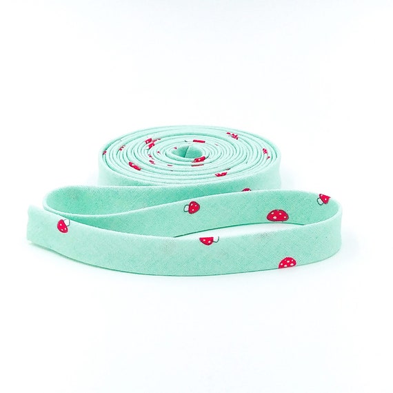 Double Fold Bias Tape 1/2'' Pixie Noel 2 Mushroom Mint Green