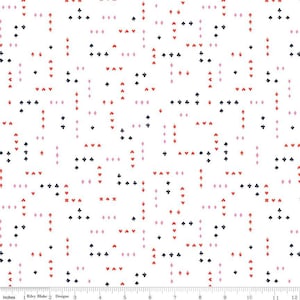 Down The Rabbit Hole Card Suits White Half Yard Riley Blake Designs