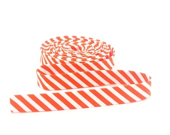 Double Fold Bias Tape Orange & White Stripe Bias Binding