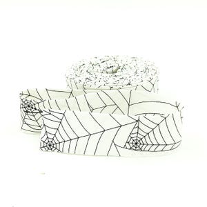 Quilt Binding Costume Maker&#39;s Act II Spiderwebs White Black 1 1/4&quot; Single Fold Binding Halloween