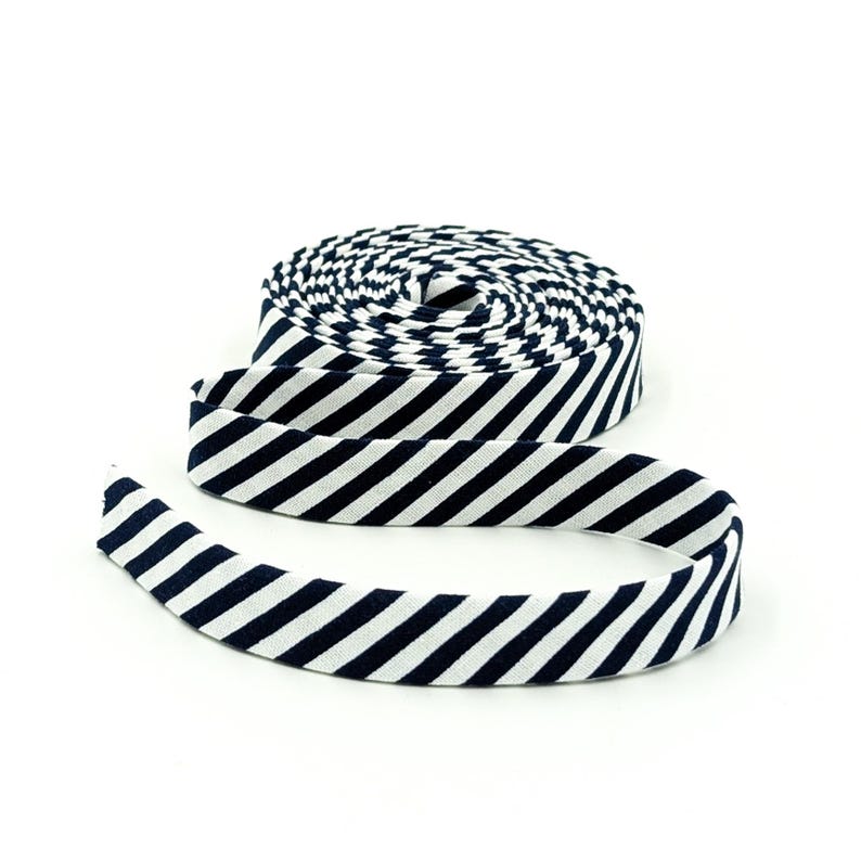 1/2" Double Fold Bias Tape Black and White Stripe Bias Binding