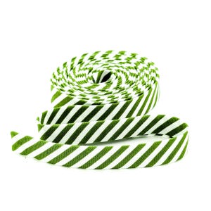 Double Fold Bias Tape Clover Green & White Stripe Bias Binding