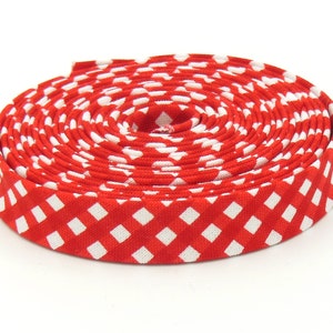 Double Fold 1/2'' Bias Tape 1/8'' Gingham Red Bias Binding image 2